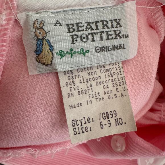 Beatrix Potter Original Pink Embroidered Peter Rabbit Dress 6-9 Baby Girl New - Picture 5 of 9